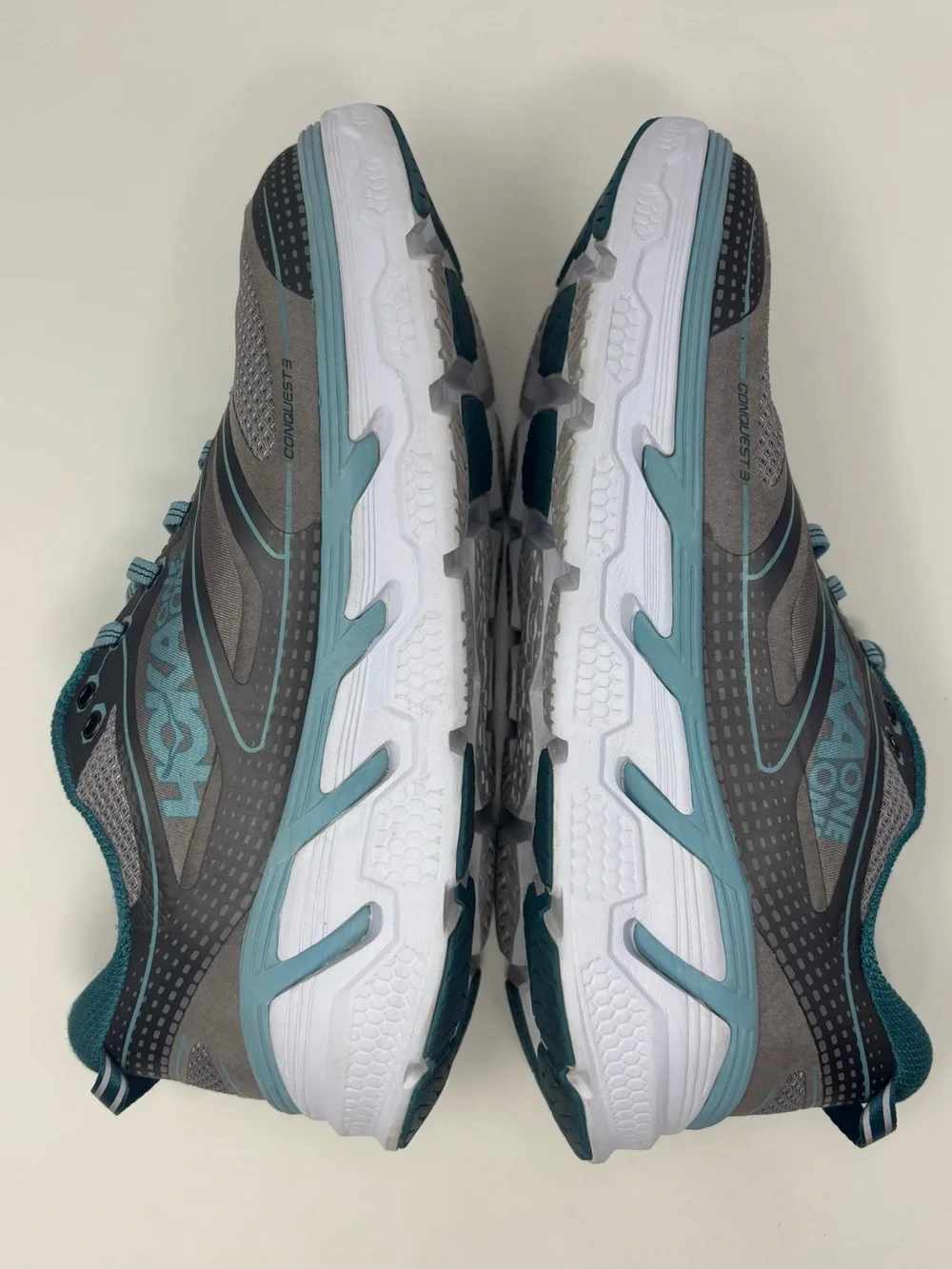 Hoka One One Conquest 3 Womens Sneakers Teal Gray Size 10